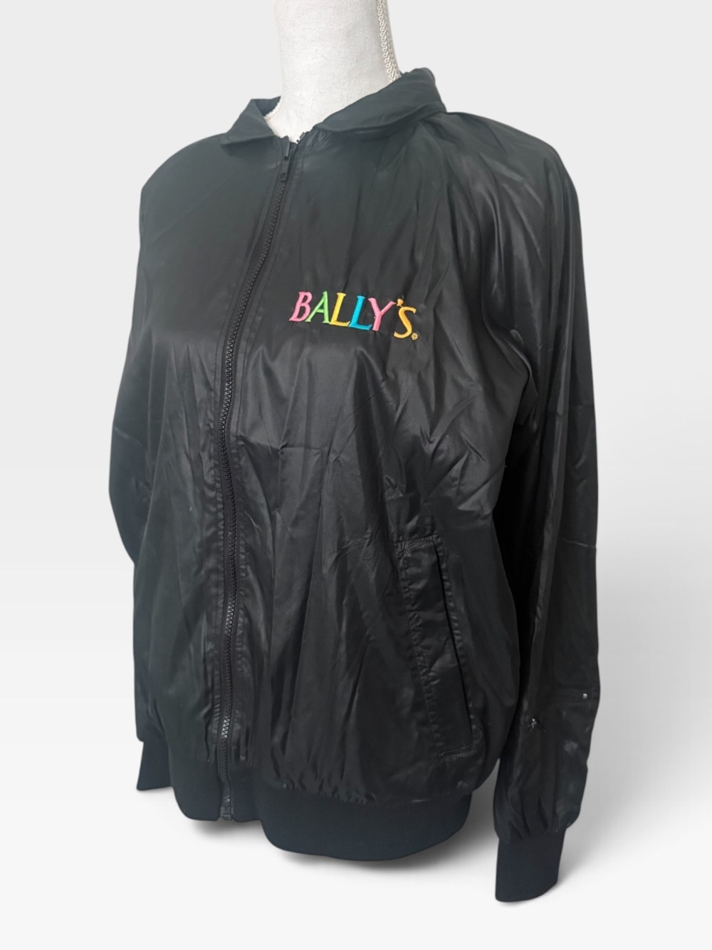 Vintage Bally’s Casino Black Nylon Lightweight Bomber Jacket